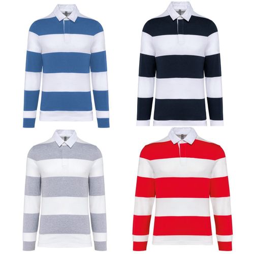 Lot 4 Polos Rugby Rayés Manches Longues - Homme - K285 - Multicolores