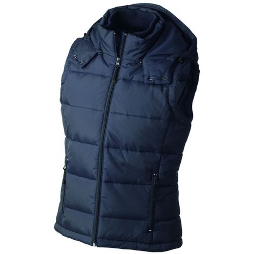 Doudoune Femme Sans Manches Capuche Amovible - Jn1005 - Bleu Marine