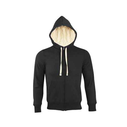 Sweat Shirt Capuche Zippé Doublé Fourrure Sherpa - 00584 - Noir