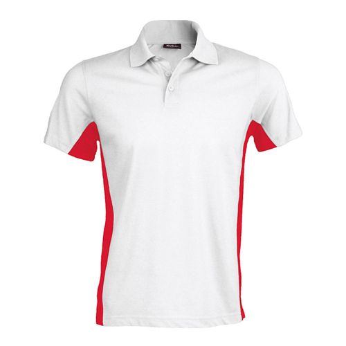 Polo Bicolore Homme - K232 - Blanc - Rouge - Manches Courtes