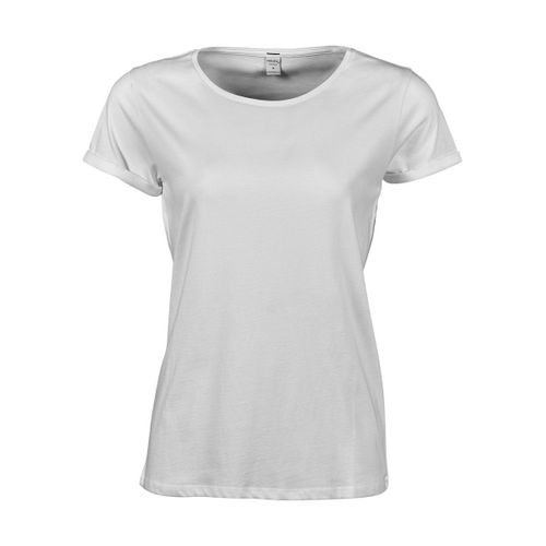 T-Shirt Manches Courtes Femme - Manches Enroulées - 5063 - Blanc