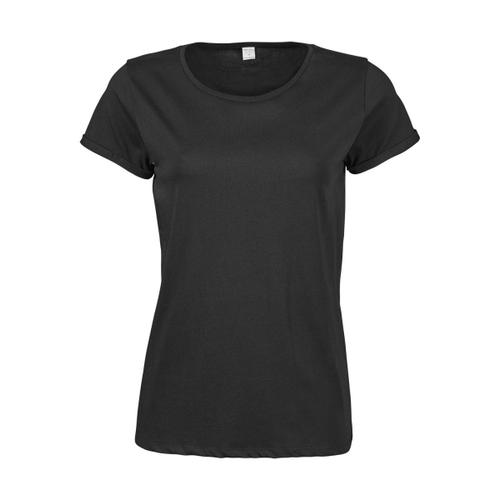 T-Shirt Manches Courtes Femme - Manches Enroulées - 5063 - Noir