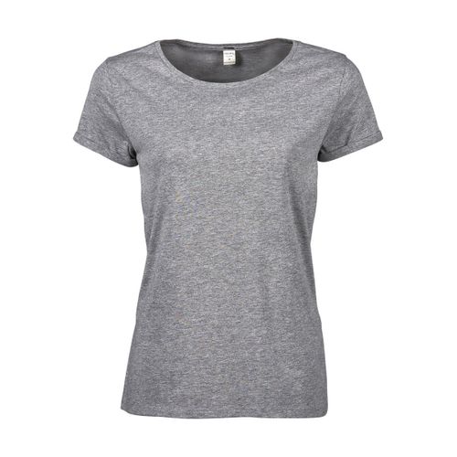 T-Shirt Manches Courtes Femme - Manches Enroulées - 5063 - Gris Chiné