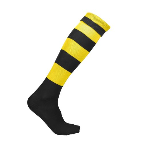Chaussettes Sport Rayées - Pa021 - Noir Et Jaune