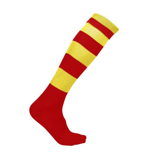 Chaussettes Sport Rayées - Pa021 - Rouge Et Jaune