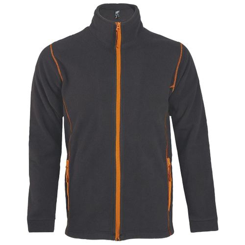 Veste Micropolaire Zippée Homme - 00586 - Gris Anthracite Et Orange