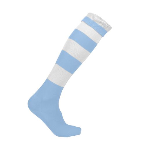 Chaussettes Sport Rayées - Pa021 - Bleu Ciel Et Blanc