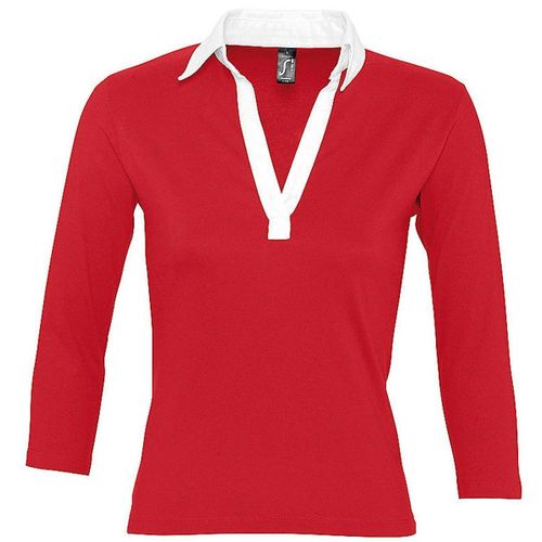 Polo Rugby Manches Longues Femme - 11329 - Rouge