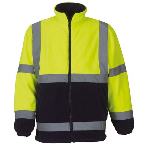 Gilet Veste Polaire De Sécurité Haute Visibilité Jaune Fluo (Bas Bleu) - Hvk08