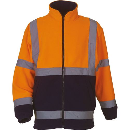 Gilet Veste Polaire De Sécurité Haute Visibilité Orange Fluo - Bas Bleu - Hvk08