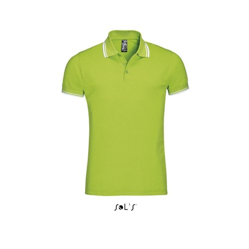 Polo Homme Coton - 00577 - Vert Lime Et Bande Blanche