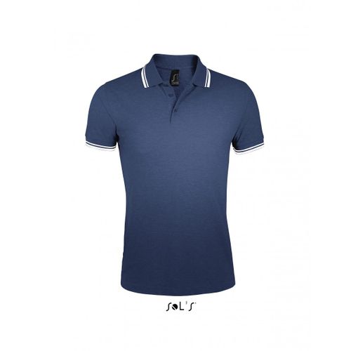 Polo Homme Coton - 00577 - Bleu Marine Et Bande Blanche