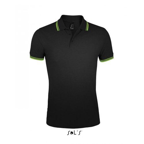 Polo Homme Coton - 00577 - Noir Et Bande Lime