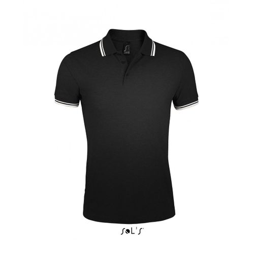 Polo Homme Coton - 00577 - Noir Et Bande Blanche