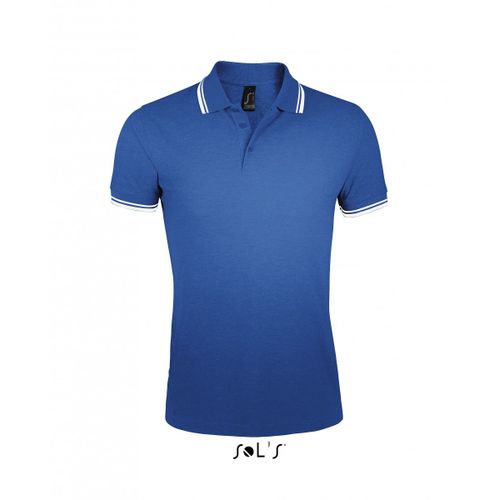 Polo Homme Coton - 00577 - Bleu Roi Et Bande Blanche