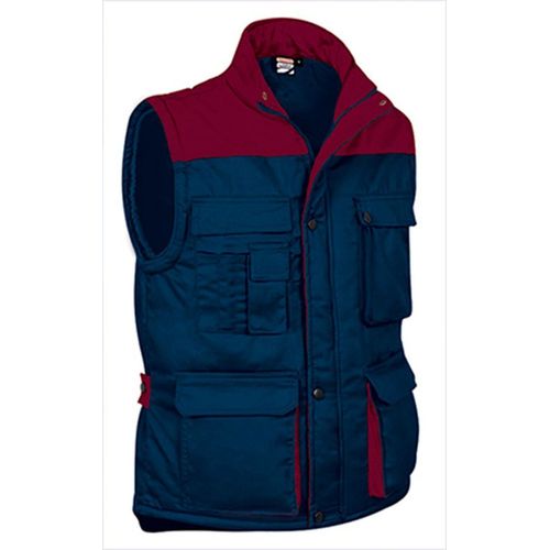 Gilet Doudoune De Travail Sans Manches - Homme - Ref Thunder - Bleu Marine Rouge Bordeaux