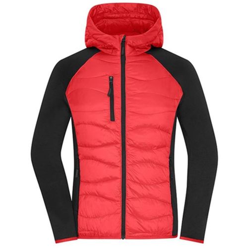 Doudoune Hybride Femme - Jn1329 - Rouge Et Noir