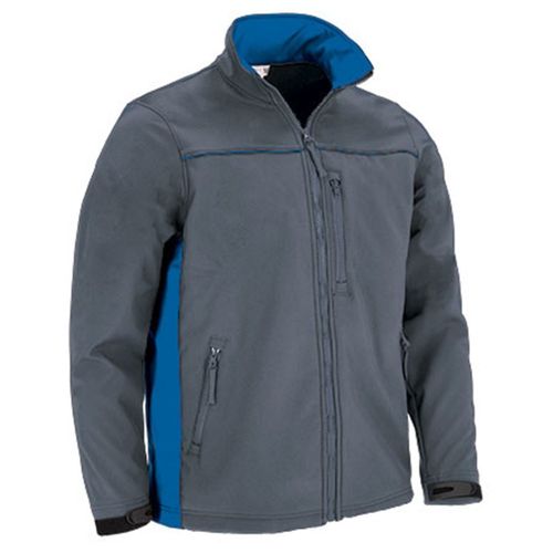 Veste Softshell Bicolore - Homme - Réf Thunder - Gris Ciment Et Bleu Roi
