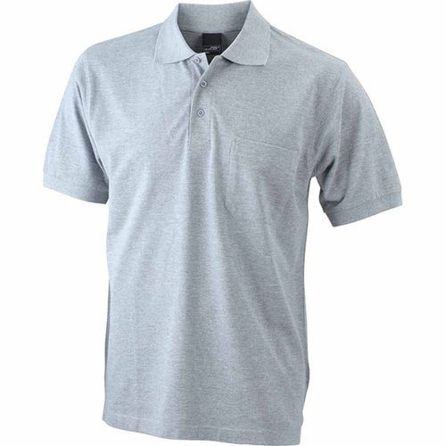 Polo Manches Courtes Poche Poitrine Homme Jn922 - Gris Chiné Clair