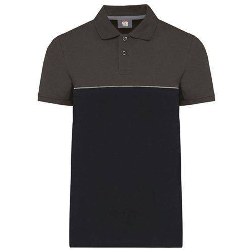 Polo De Travail Bicolore - Unisexe - Wk210 - Noir Et Gris Foncé
