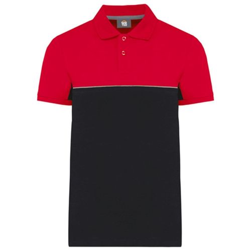 Polo De Travail Bicolore - Unisexe - Wk210 - Noir Et Rouge