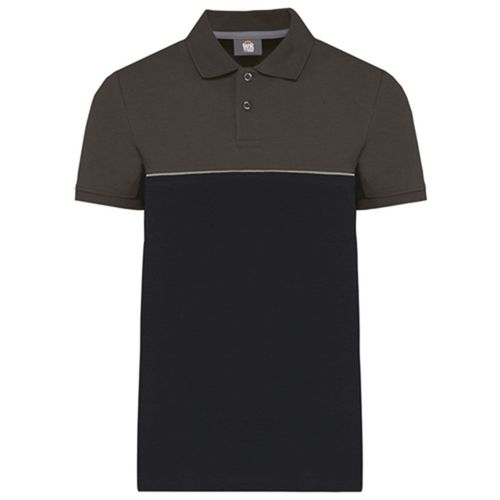 Polo De Travail Bicolore - Unisexe - Wk210 - Noir Et Gris Foncé