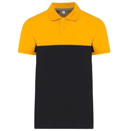 Polo De Travail Bicolore - Unisexe - Wk210 - Noir Et Jaune