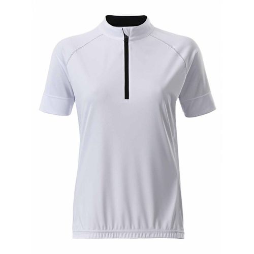 Maillot Cycliste Demi Zip - Femme - Jn513 - Blanc