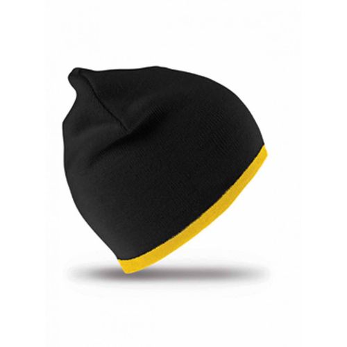Bonnet Contrasté 2 Couleurs - Réversible - Result Rc046 - Noir - Jaune