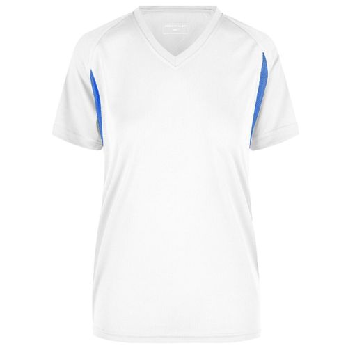 T-Shirt Running Respirant Jn316 - Blanc Et Royal - Femme