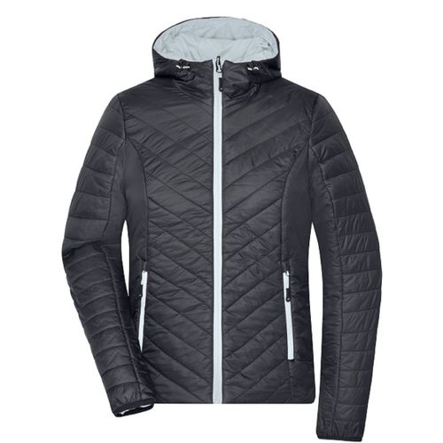 Doudoune Légére Fine Femme Réversible Jn1091 - Noir Et Argent
