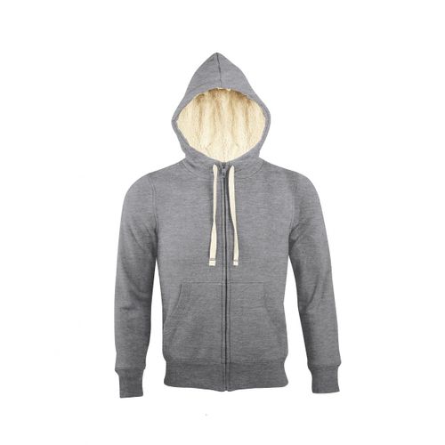 Sweat Shirt Capuche Zippé Doublé Fourrure Sherpa - 00584 - Gris