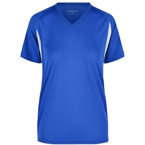 T-Shirt Running Respirant Jn316 - Bleu Roi Et Blanc - Femme
