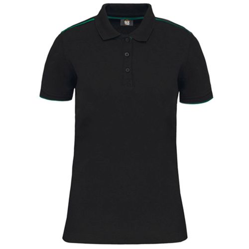 Polo Professionnel Daytoday Pour Femme - Wk271 - Noir Et Vert Kelly