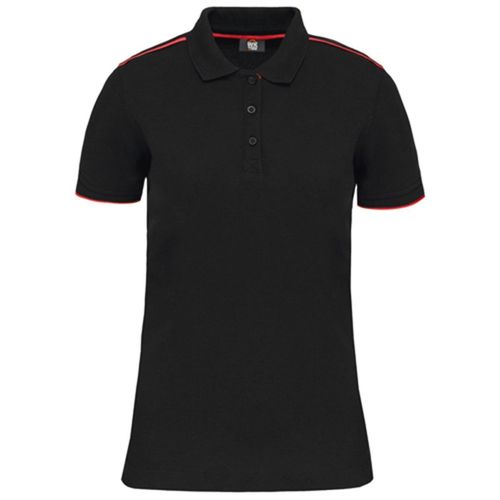 Polo Professionnel Daytoday Pour Femme - Wk271 - Noir Et Rouge