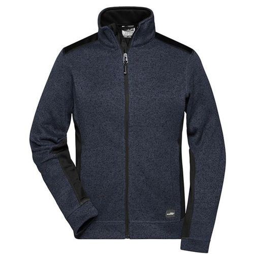 Veste Polaire Tricot De Travail - Femme - Jn861 - Gris Carbone Mélange Noir