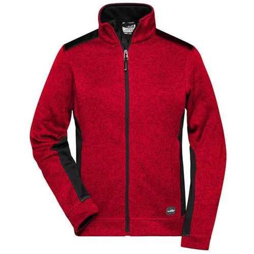 Veste Polaire Tricot De Travail - Femme - Jn861 - Rouge Mélange Noir