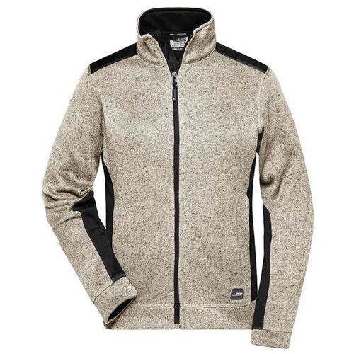 Veste Polaire Tricot De Travail - Femme - Jn861 - Beige Pierre Mélange Noir