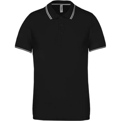 Polo Bandes Contrastées Homme - K250 - Noir - Gris-Blanc - Manches Courtes