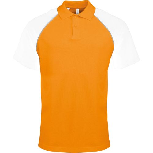 Polo Bicolore Baseball Homme - K226 - Orange - Blanc - Manches Courtes