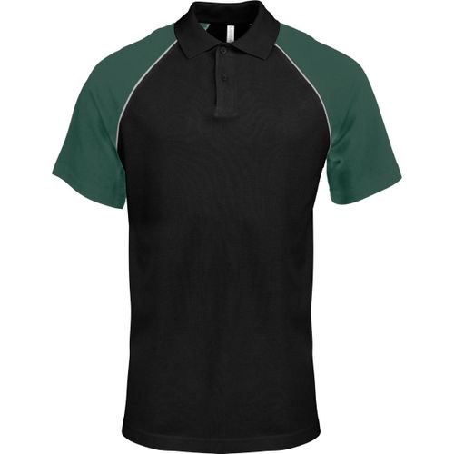 Polo Bicolore Baseball Homme - K226 - Noir - Vert - Manches Courtes