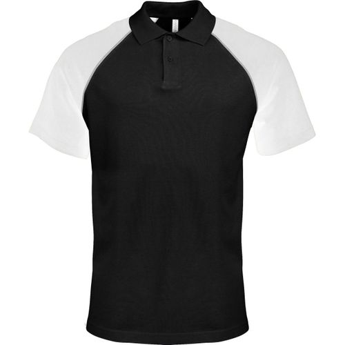 Polo Bicolore Baseball Homme - K226 - Noir - Blanc - Manches Courtes