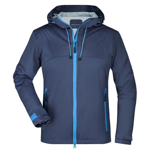 Veste Softshell À Capuche - Femme Jn1097 - Bleu Marine Et Cobalt