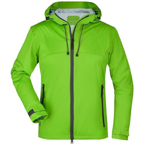 Veste Softshell À Capuche - Femme - Jn1097 - Vert Et Gris