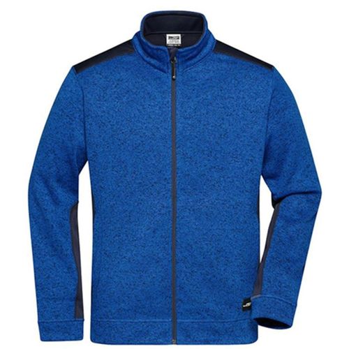 Veste Polaire Tricot De Travail - Homme - Jn862 - Bleu Roi Mélange Noir