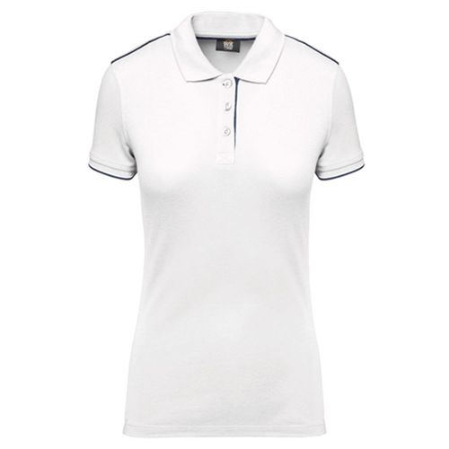 Polo Professionnel Daytoday Pour Femme - Wk271 - Blanc Et Bleu Marine