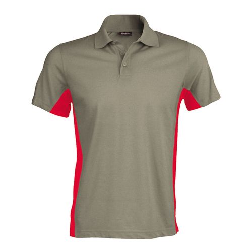 Polo Bicolore Homme - K232 - Gris - Rouge - Manches Courtes