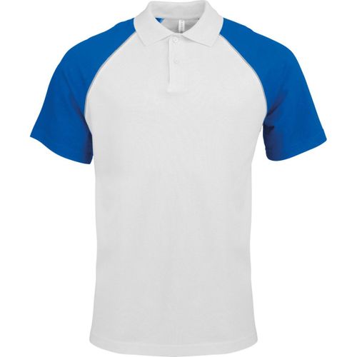 Polo Bicolore Baseball Homme - K226 - Blanc - Royal - Manches Courtes