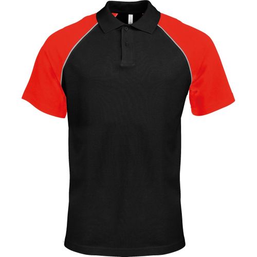 Polo Bicolore Baseball Homme - K226 - Noir - Rouge - Manches Courtes