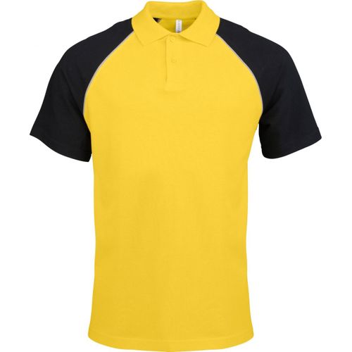 Polo Bicolore Baseball Homme - K226 - Jaune - Noir - Manches Courtes